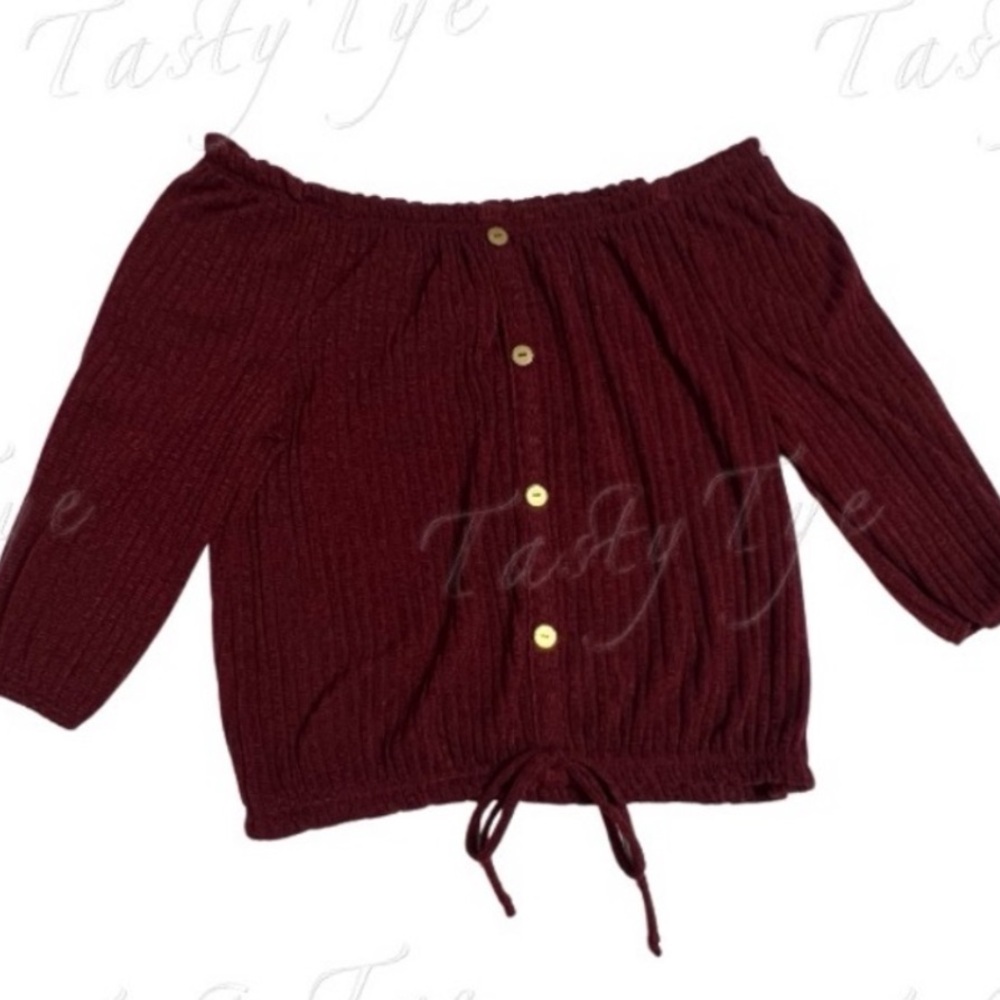 Off the shoulder crop knit sweater